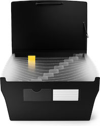 Optima Plastic Product A4 Expanding Folder 13 Compartments Colored Dividers Elastic Closure Optima Black Optima Plastic Product A4 Expanding Folder 13 Compartments Colored Dividers Elastic Closure Optima Black