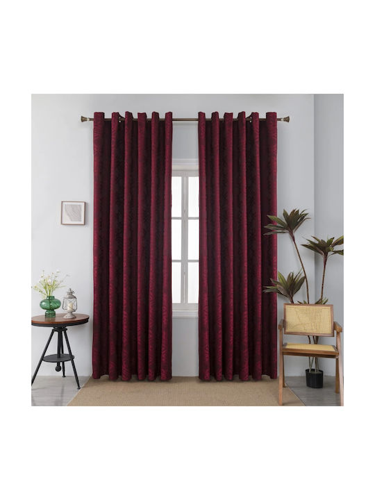 My Home Luxury Burgundy Curtain with Grommets 270x280cm