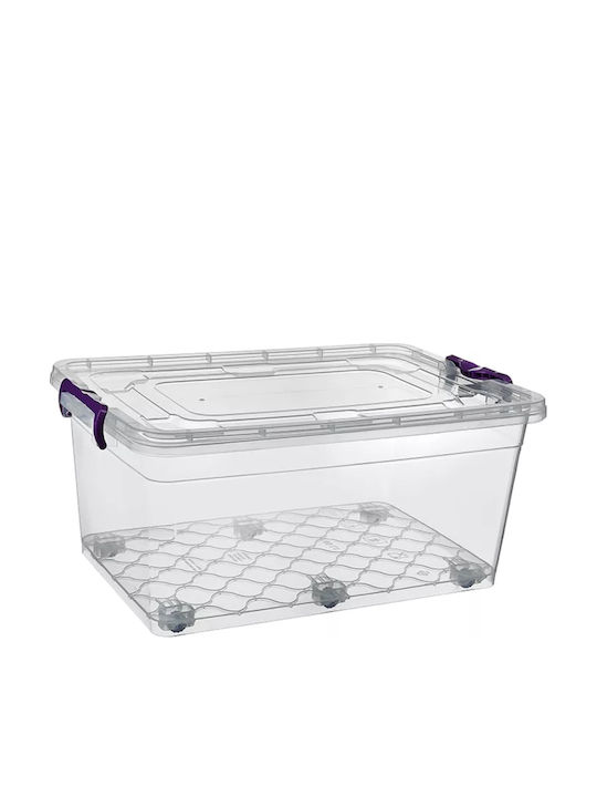 Viosarp Plastic Storage Box with Wheels and Lid 39.5x60x27cm