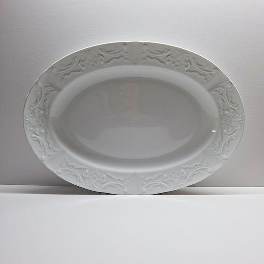 Cryspo Trio Regina Shallow Oval Plate Made of White Porcelain