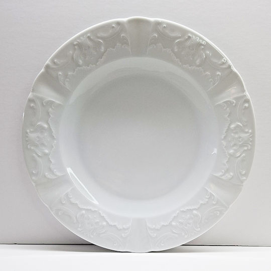 Cryspo Trio Regina Shallow Plate Made of White Porcelain 32cm