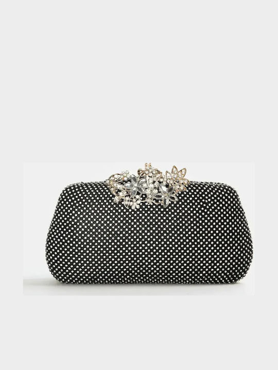 Evening Bag Gold Buckle Strass Black Size One Size Black