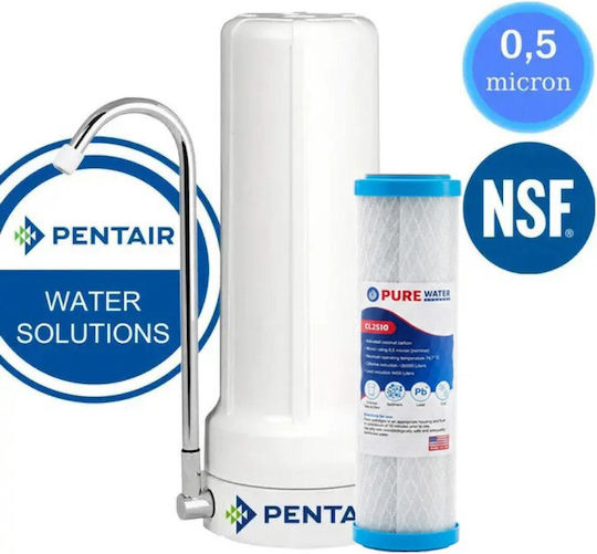 Pentair Ct-10 Συσκευή Φίλτρου Νερού Μονή Άνω Πάγκου με Ανταλλακτικό Φίλτρο 50-0039/CL