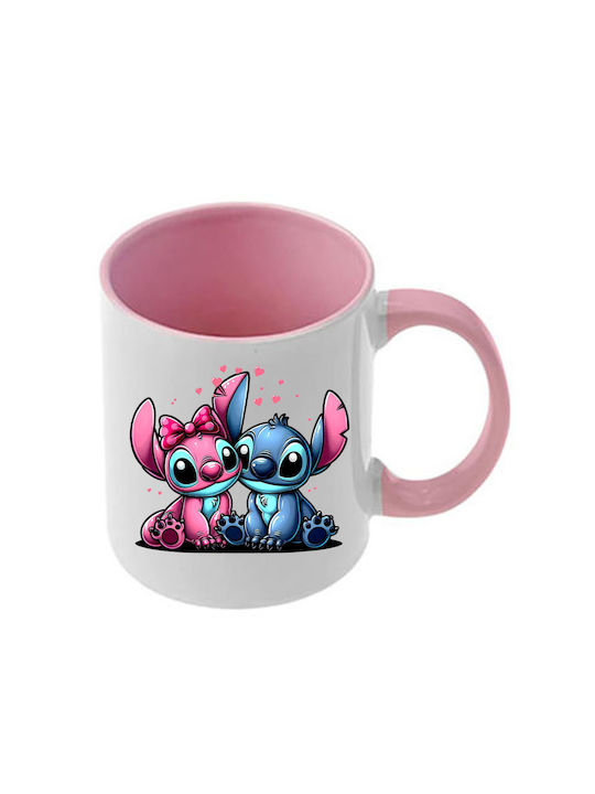 Κούπα Lilo&stitch Ροζ Λαβή Εσωτερικό
