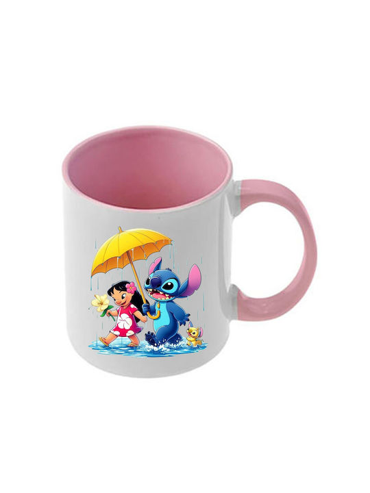 Κούπα Lilo&stitch Ροζ Λαβή Εσωτερικό