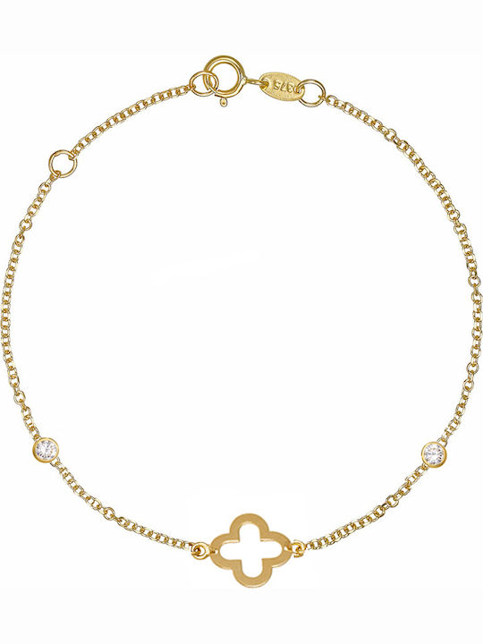 Kritsimis Women's Bracelet with Flower Design in 9K Gold