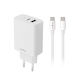 Maxlife Зарядно Устройство с USB-A Порт и USB-C Порт и Кабел USB-C - USB-C 30W Power Delivery / Quick Charge 3.0 Бял (MXTC-10-30AC)