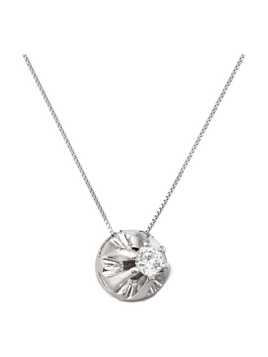 Colier Din Aur Alb 8 Carate Cu Diamant