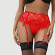 Plus Size Ζώνη Ζαρτιέρας Εσώρουχο Red Sexy Lace Garter Panty Κόκκινο