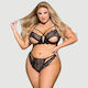 Plus Size Σετ Σουτιέν Δαντέλα & Βαθύ V Exquisite Lace Appeal Deep V Mini Temptation Bra Set Μαύρο