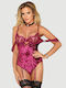 Sexy Sheer Velvet Bodysuit Lace Sleeves Sheer Lace Off Shoulder Lace Sleeves Velvet Teddy Red