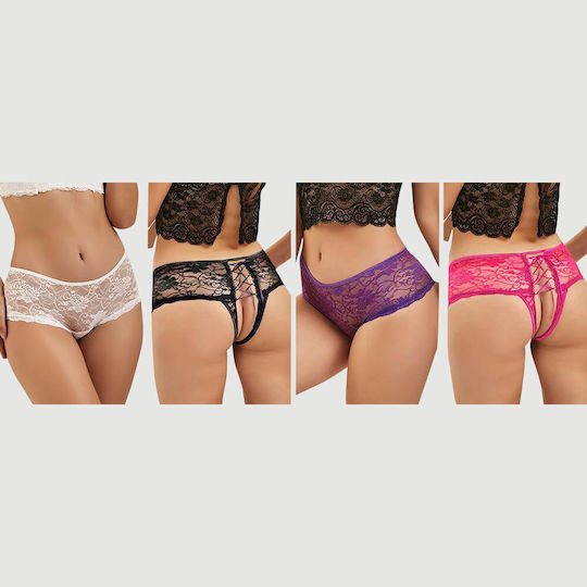 Plus Size Sexy Unterwäsche Offener Schrittfrei & Blumen Spitze Set 4 Stück