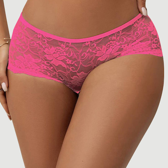 Plus Size Slip Open Crotch & Floral Lace Open Crotch Floral Lace Panty Pink
