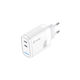 Tuqin Φορτιστής με 2 Θύρες USB-C και Καλώδιο USB-C - Lightning 30W Λευκός (QE59-C&I)
