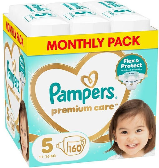 Pampers Tape Diapers Premium Care Monthly Pack No 5 for 11-16kg 160 Pieces