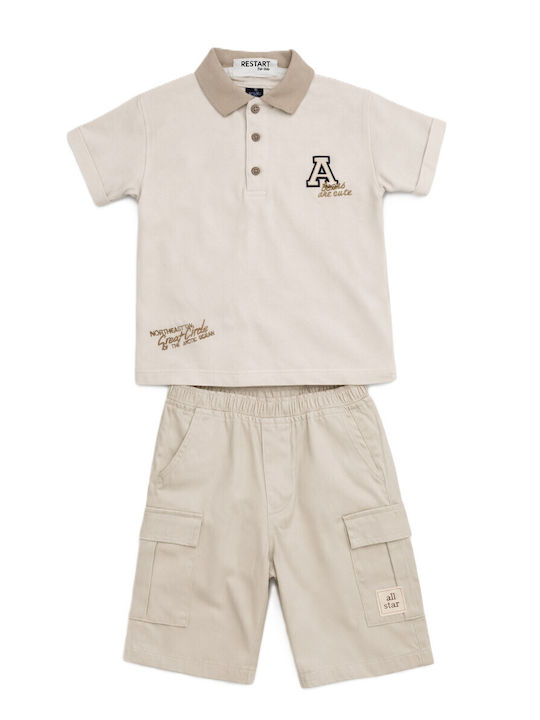 Restart Kids Set with Shorts Summer 2 Pieces Beige