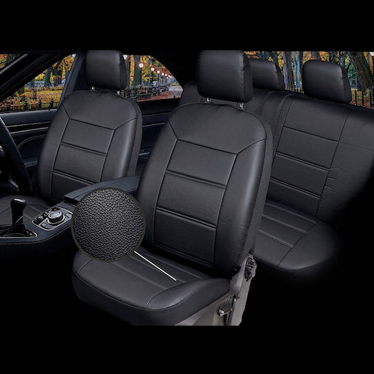 Kαλύμματα Καθισμάτων Active Leather Μαύρο Πλήρες Σετ 12τμχ