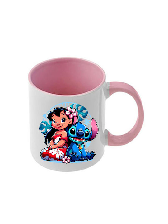 Κούπα Lilo&stitch Ροζ Λαβή Εσωτερικό