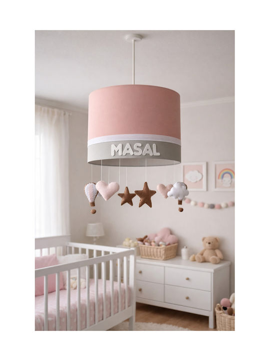 SteweHome Handmade Kids Ceiling Light Laser Pink With Design 30x20cm