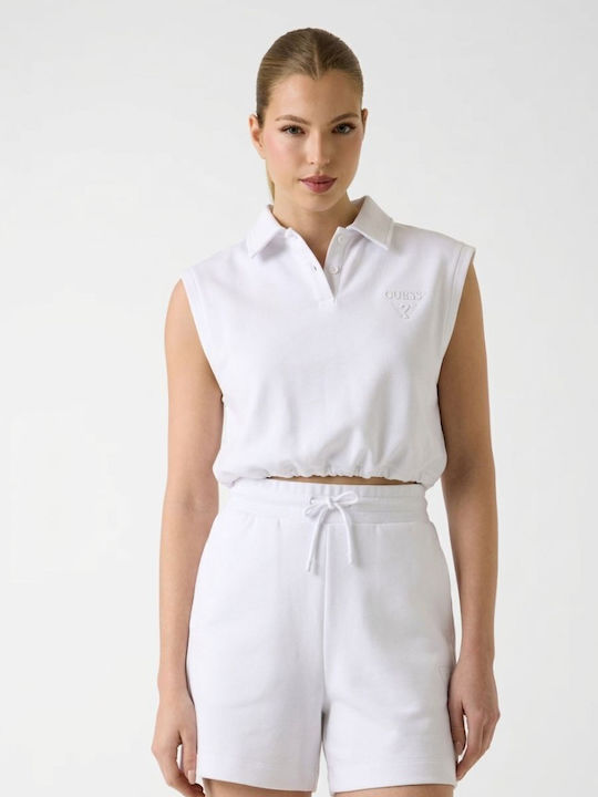 Women's Sleeveless Polo Blouse White
