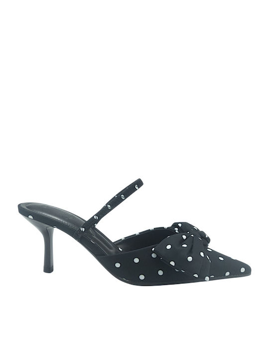 Super Mode Mules With Heel In Black Colour