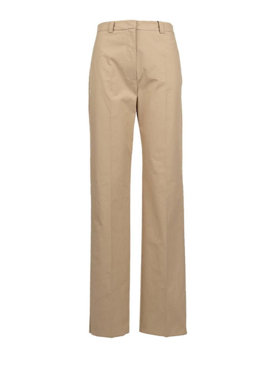 Marella Women's High Rise Fabric Beige Pants