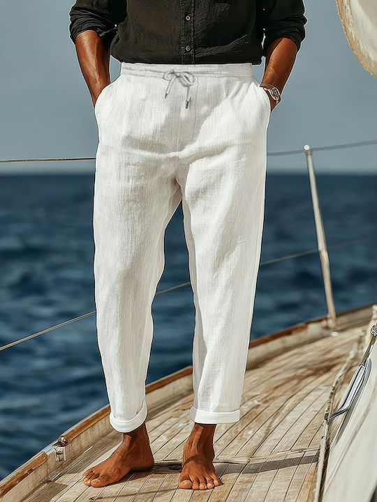 Panda Clothing Παντελόνι Relaxed Fit Λευκό