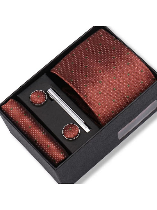 Martin & Co Set Of Men's Synthetic Printed Ties In Red Colour