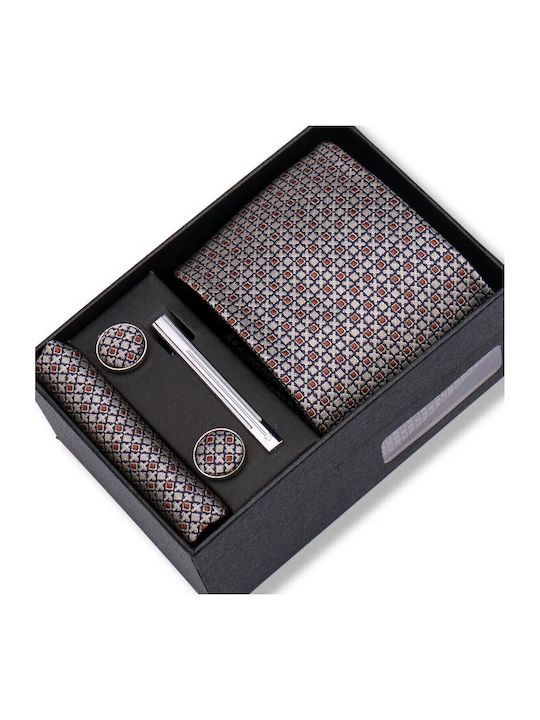 Martin & Co Set of Men's Synthetic Printed Tie in Gray Color