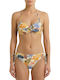 Women's Bikini Swimsuit Push-up Underwire Lurex Glam Beige-Blue