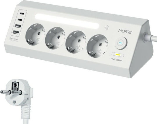 Tiross Πολύπριζο με USB-A και 2 USB-C