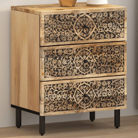 Beige Wooden Bedside Table 50x33x60cm