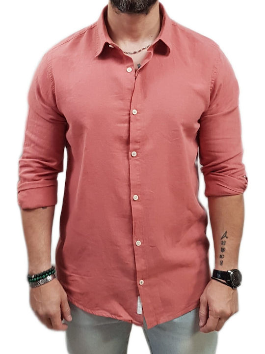 Rebase Long Sleeve Linen Shirt in Regular Fit D...