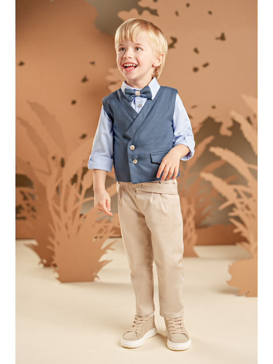 Baby Bloom Baptism Suit with Vest for Boy Blue
