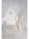 Angel Wings Baptism Suit with Vest for Boys Beige