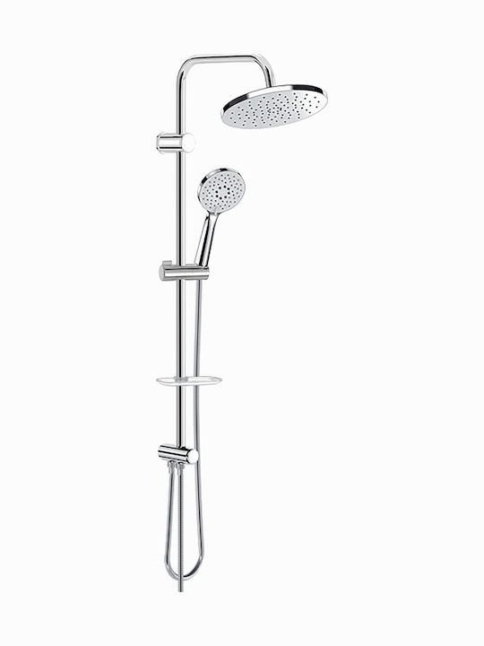 DuscheLine DM-7225-Chrome Duschsäule mit Wannenbatterie Silber