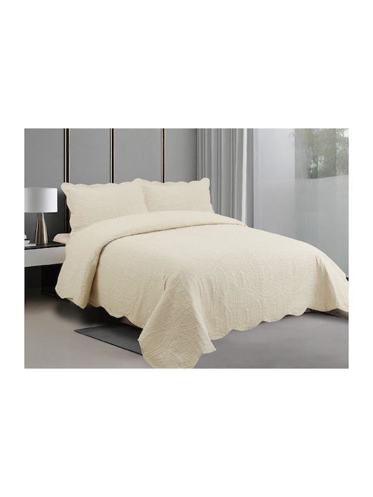 Linea Home Σετ Κουβερλί Υπέρδιπλο Μπεζ 220x240cm 2τμχ