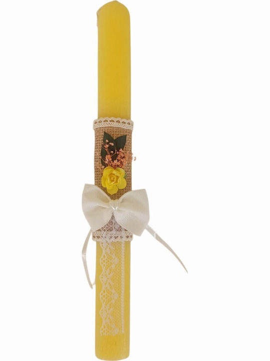 Ръчно Изработена Пасхална Ароматична Жълта Свещ Цветя 30см