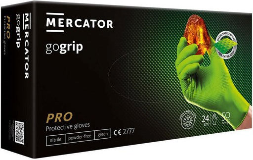 Mercator Medical Gogrip Γάντια Νιτριλίου Χωρίς Πούδρα σε Πράσινο Χρώμα 50τμχ