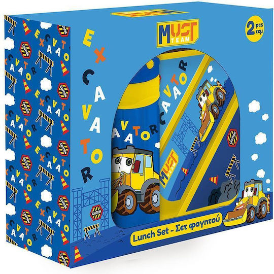 Recipient De Mâncare Pp 850ml Și Sticlă Pp 400ml Set Lingură Și Furculiță Must Team Excavator