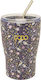 Thermos Mug Polo Coffee Mug 350ml Purple Flowers