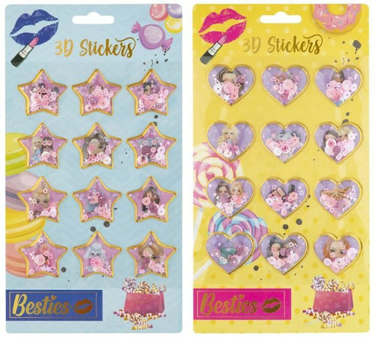 3D Glitter Besties Weihnachtsaufkleber 2 Designs Pack-8 Stück
