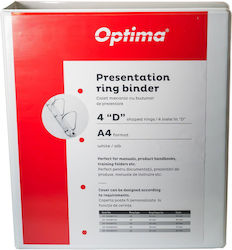 Optima Clasic & Premium Mape Cu Inele În Formă De Arc Mecanice Pp Laminat 4 Inele D 50 Mm 75 Mm Cotor Alb Optima