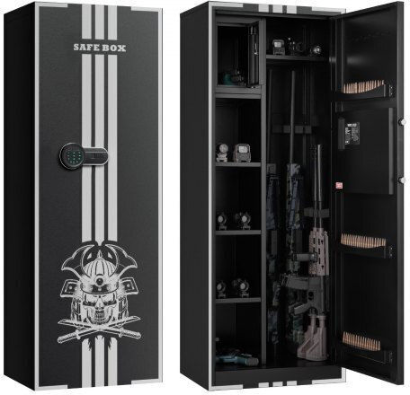 Vevor 4 Gun Safe Long Gun Cabinet Rifles Pistols Quick Access Rifle Safe 3 Ammo Slots 2 Adjustable Racks Large Digital Cabinet Key Password Lock Assembly Required