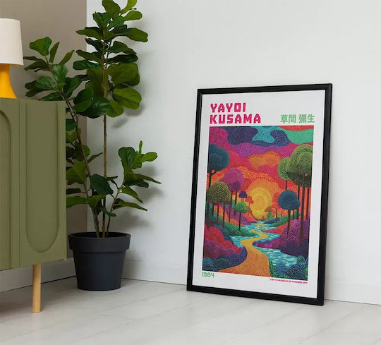 Poster Yayoi Kusama River Sunset Art334 21cm X 30cm White Frame Pvc