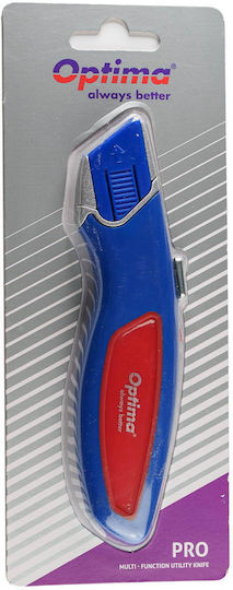 Cuttere Optima Cutter Optima Pro Lamă Trapezoidală + 2 Lame Sk5 Retractabile Automat Mâner Din Aluminiu Cauciucat
