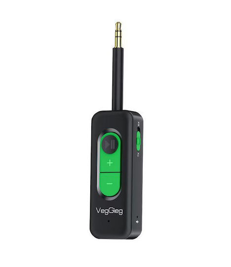 Veggieg V-ub505 Bluetooth Transmitter Receiver 2-in-1 Aux 3.5mm Output Usb-c Built-in Microphone Black