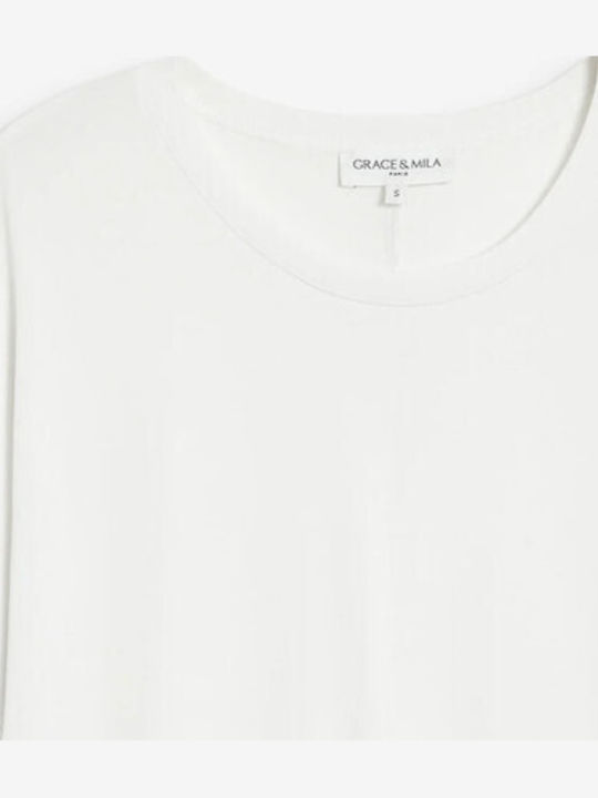 Grace & Mila Γυναικείο Oversized T-shirt Λευκό