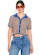 Damen Polo Bluse Mehrfarbig