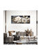 Canvas Wall Painting 50x120 Cm Wooden Frame Cream Peonies